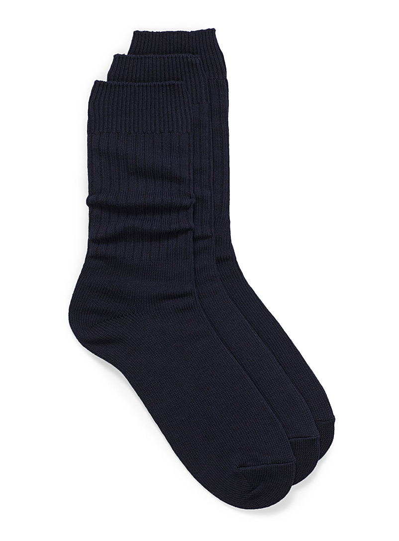 Le 31 Marine Blue Ribbed cotton sock 3-pack for men