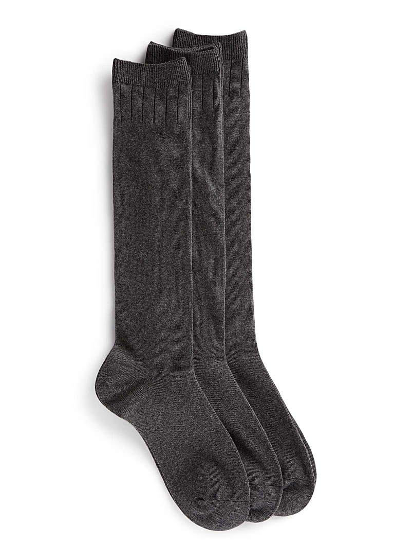 Simons Charcoal Classic knee-highs Set of 3 for women
