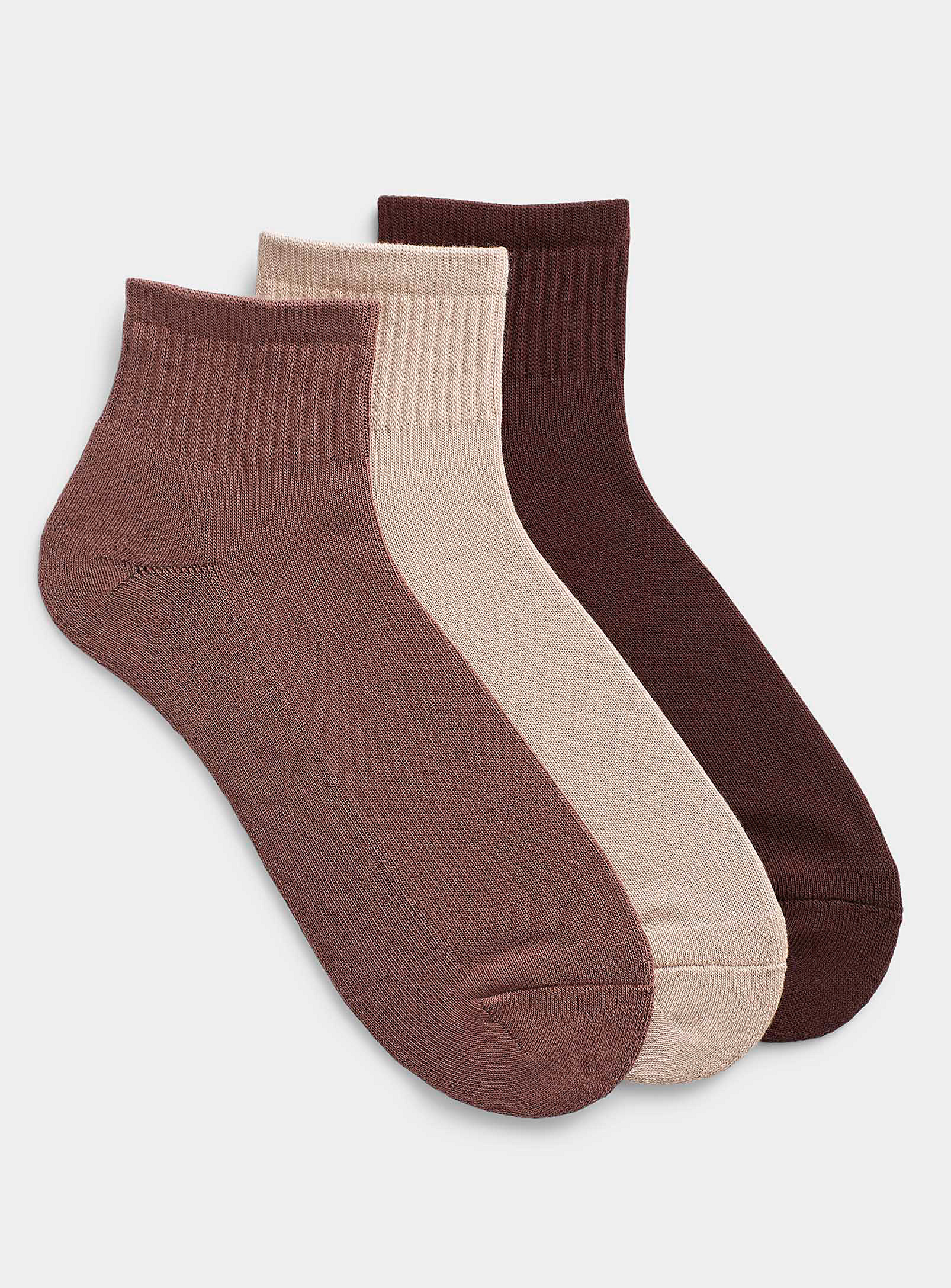 Le 31 Organic Cotton Ankle Socks 3-pack In Brown