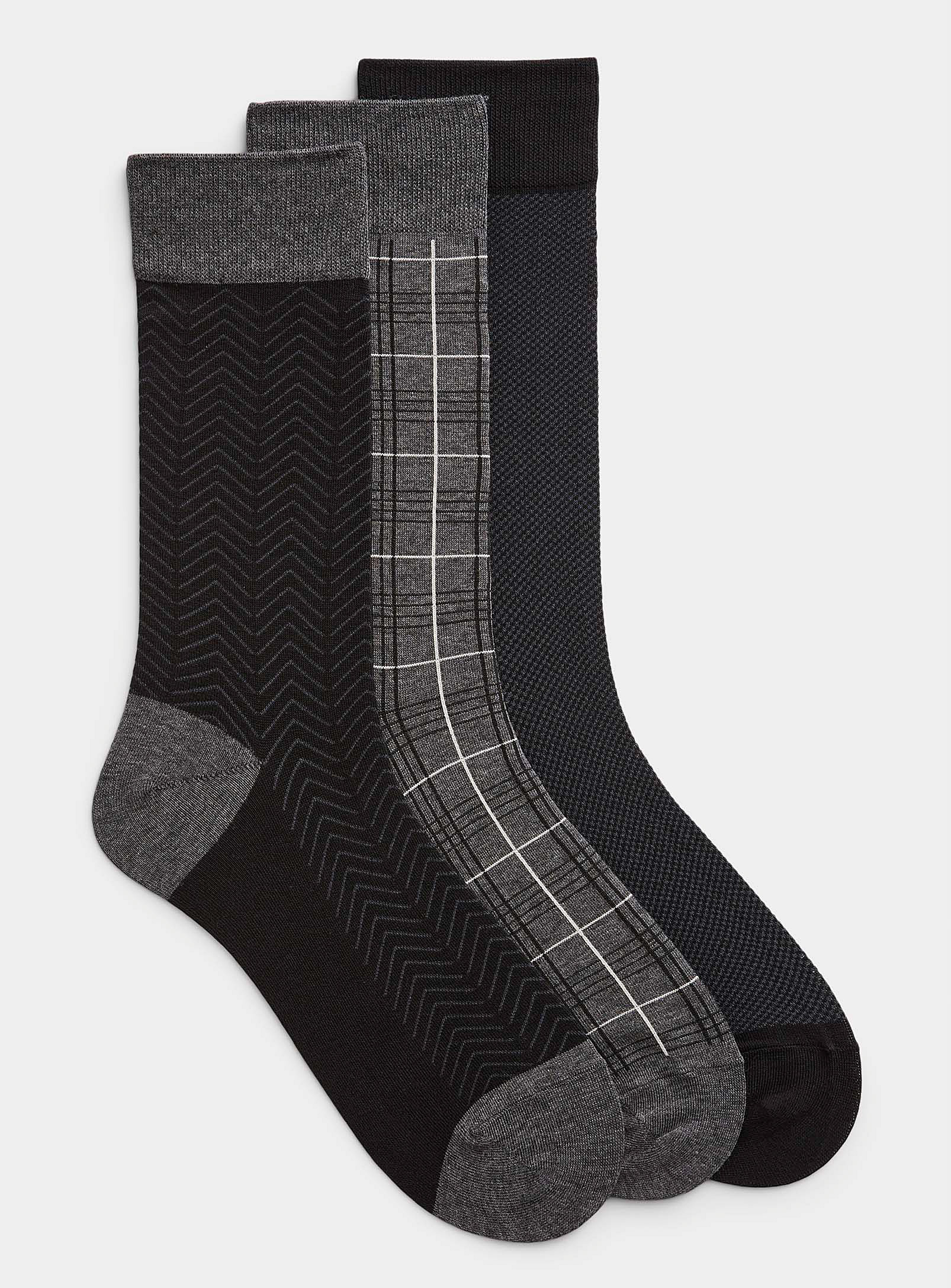 Le 31 Dark-patterned Socks 3-pack In Multi