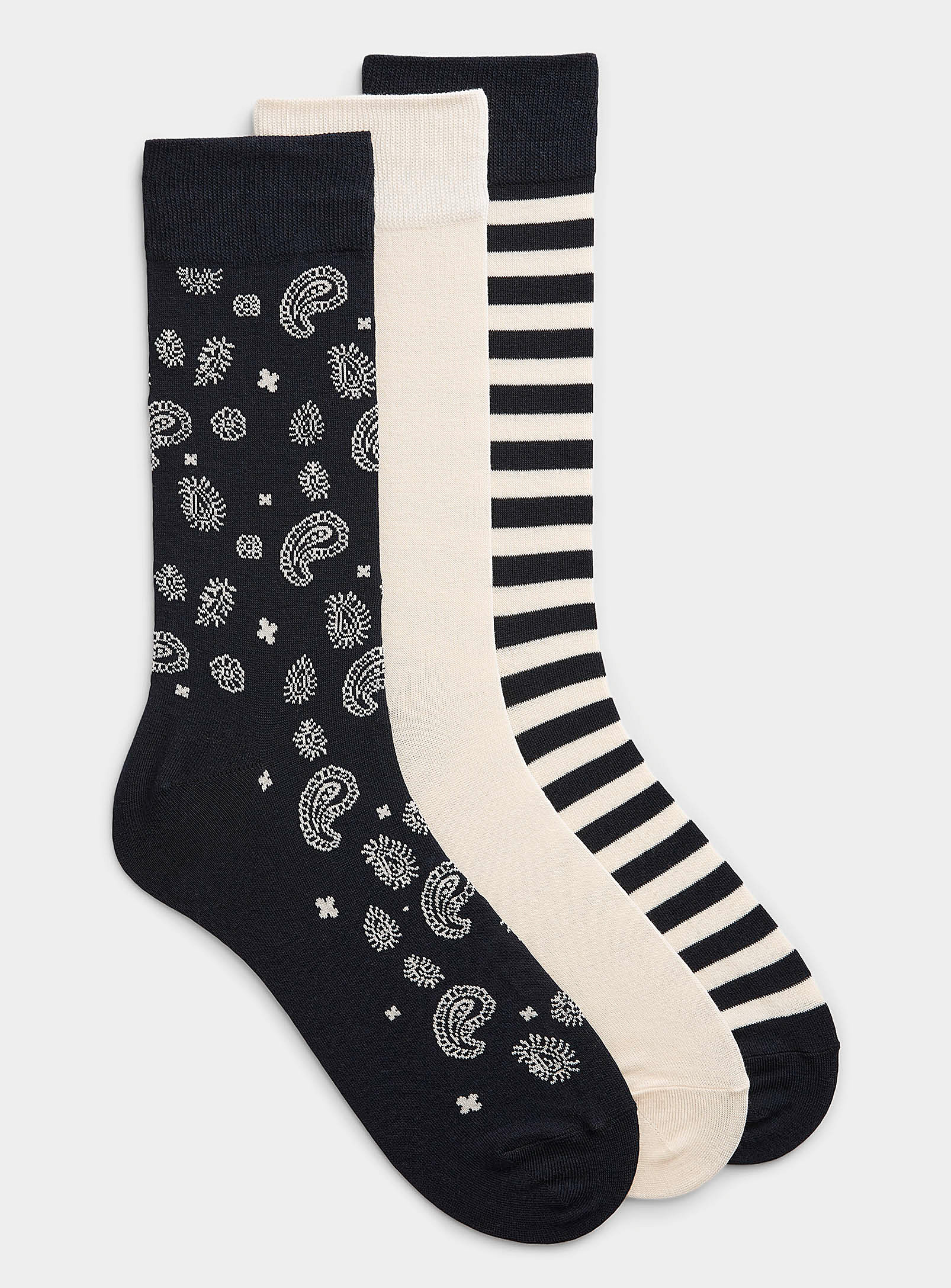 Le 31 Paisley And Striped Socks 3-pack In Multi