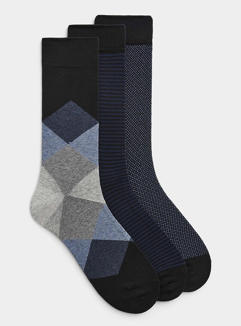 Elegant pattern dress socks 3-pack product image (primary)