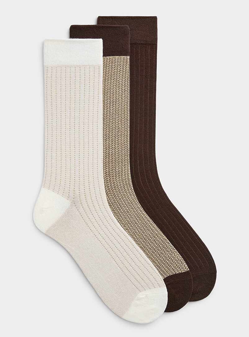 Chocolate/cream pattern dress socks 3-pack product image (primary)