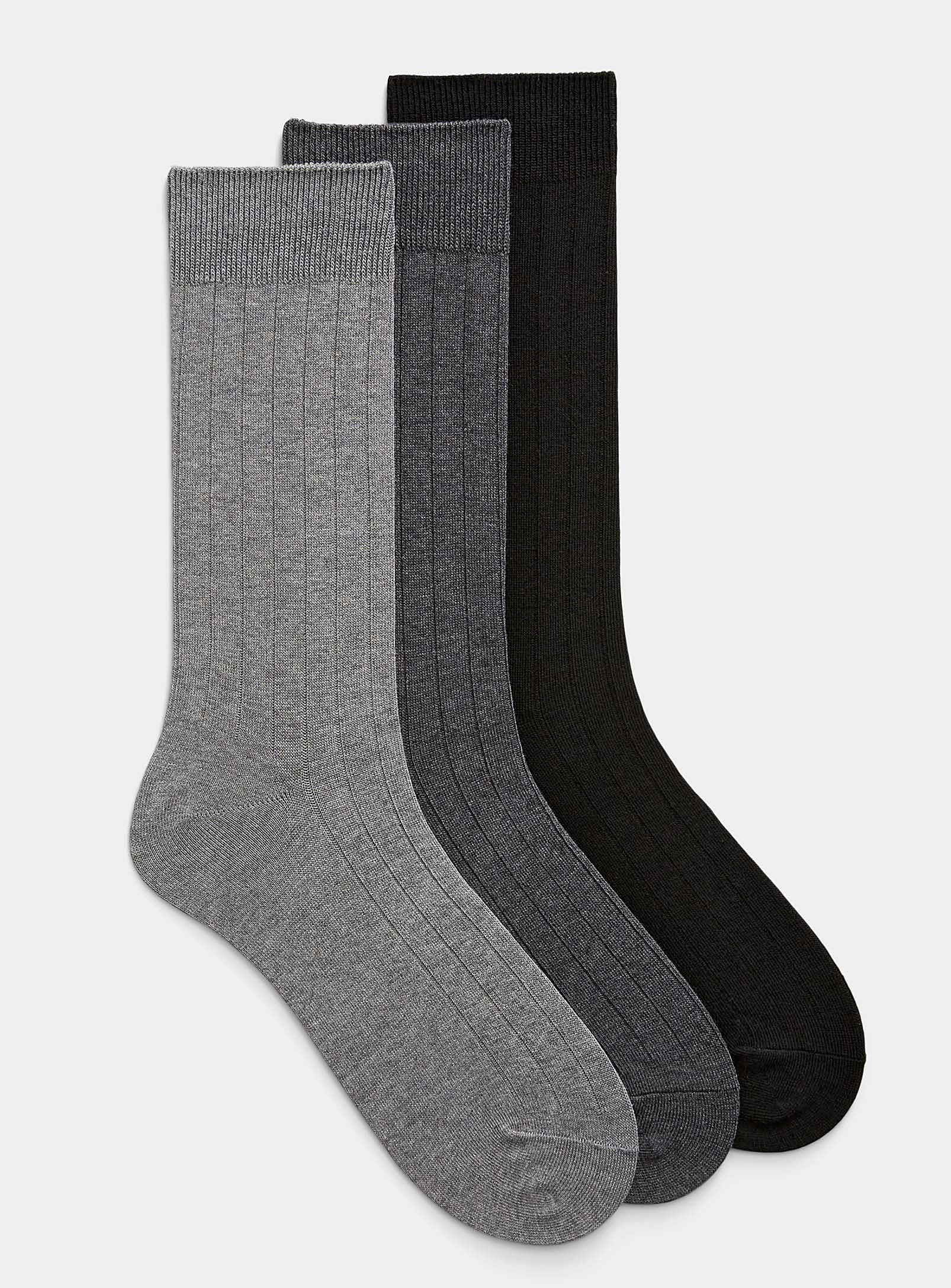 Le 31 Cotton Dress Sock 3-pack In Grey