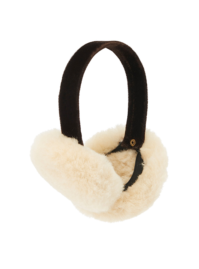 Simons Medium Brown Genuine sheepskin earmuffs for women