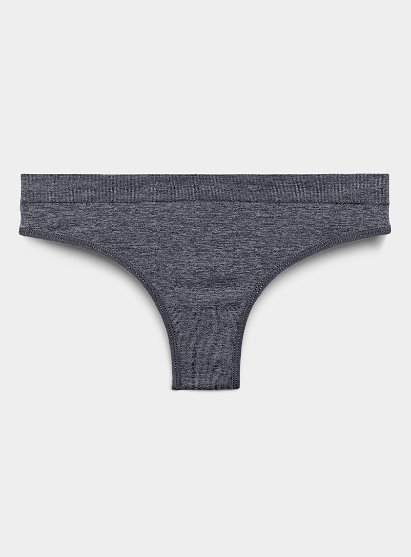 Miiyu Charcoal Plain stretch thong for women