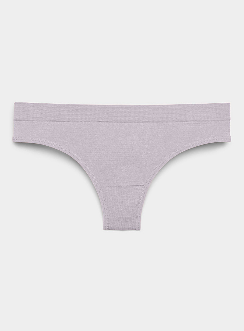 Miiyu Light Grey Plain stretch thong for women