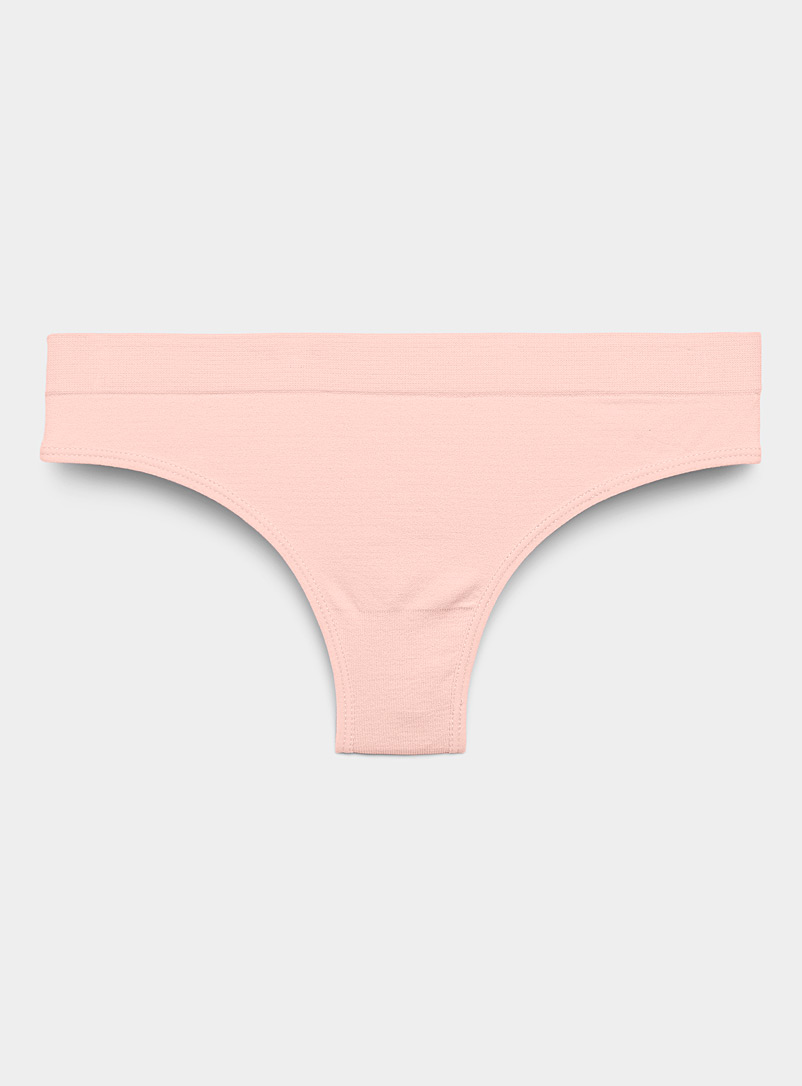 Miiyu Dusky Pink Plain stretch thong for women