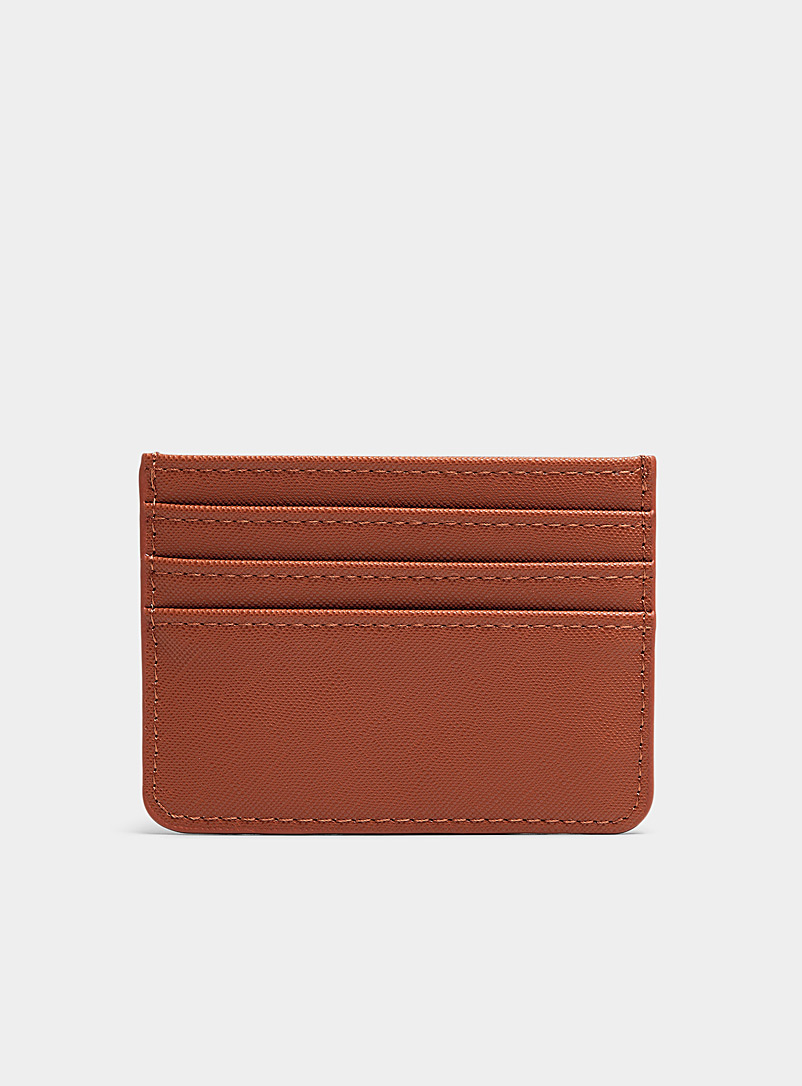 Simons Brown Solid faux-leather card holder for women