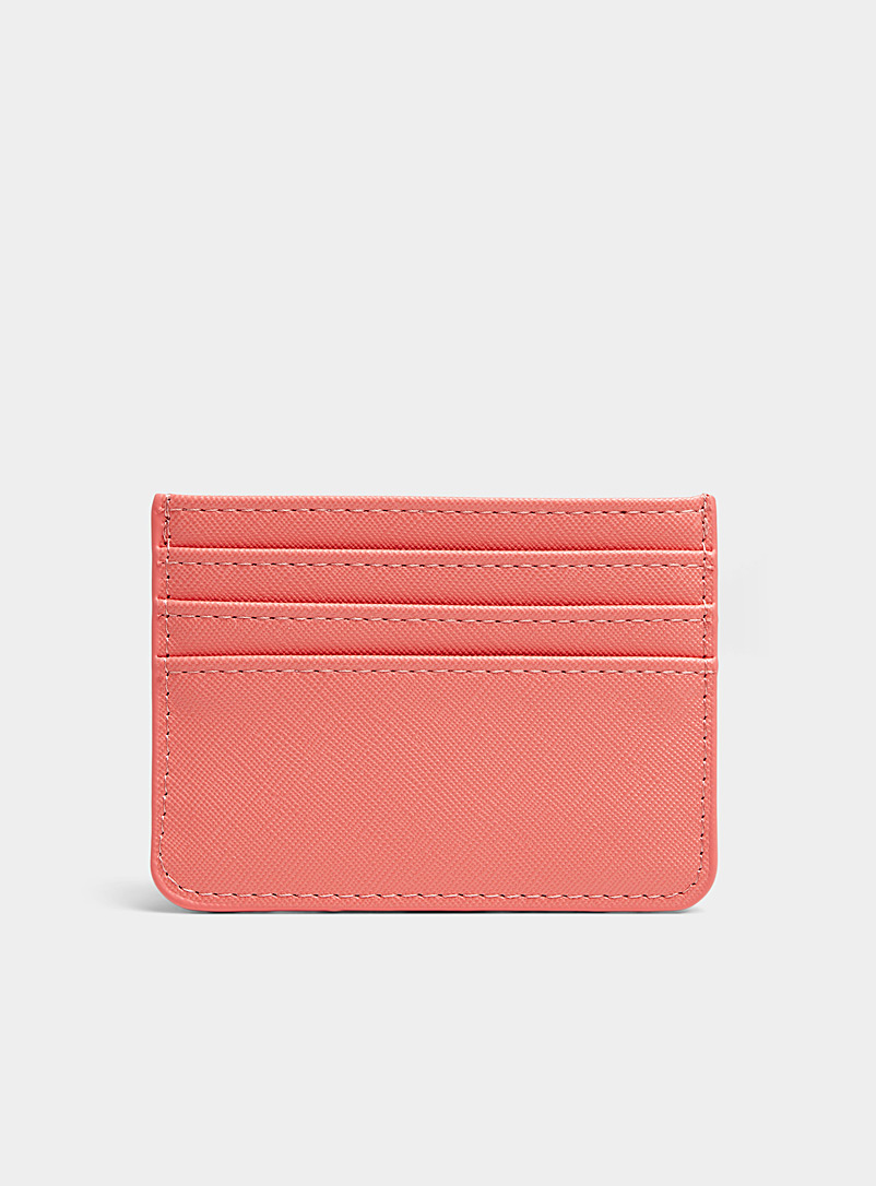 Simons Coral Orange Solid faux-leather card holder for women