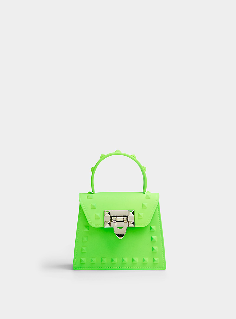 Simons Lime Green Studded flap mini-bag for women
