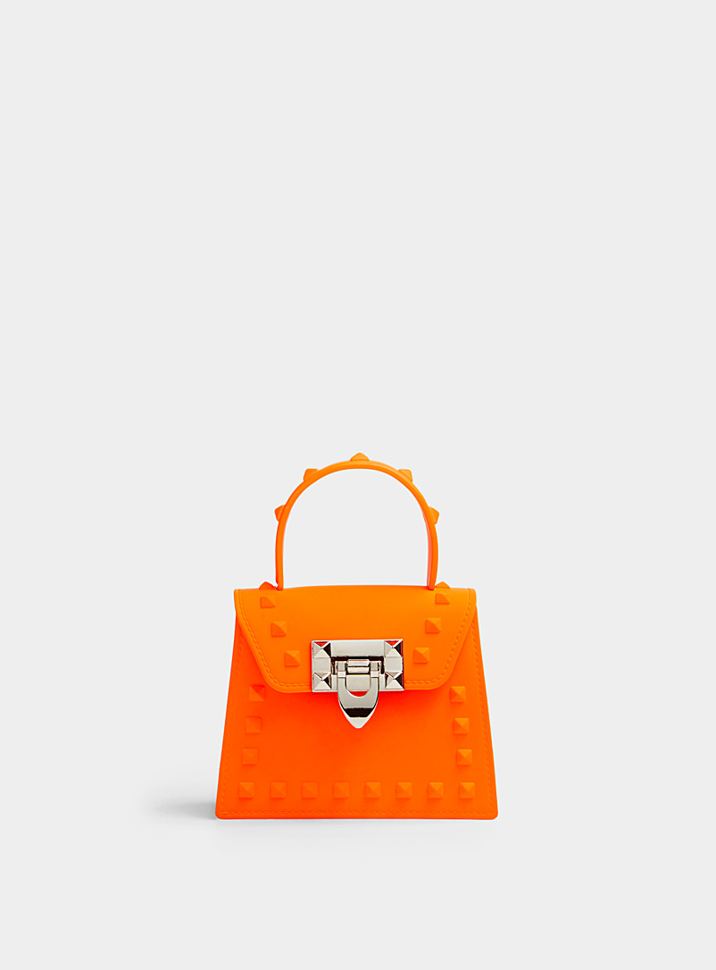 Simons Orange Studded flap mini-bag for women