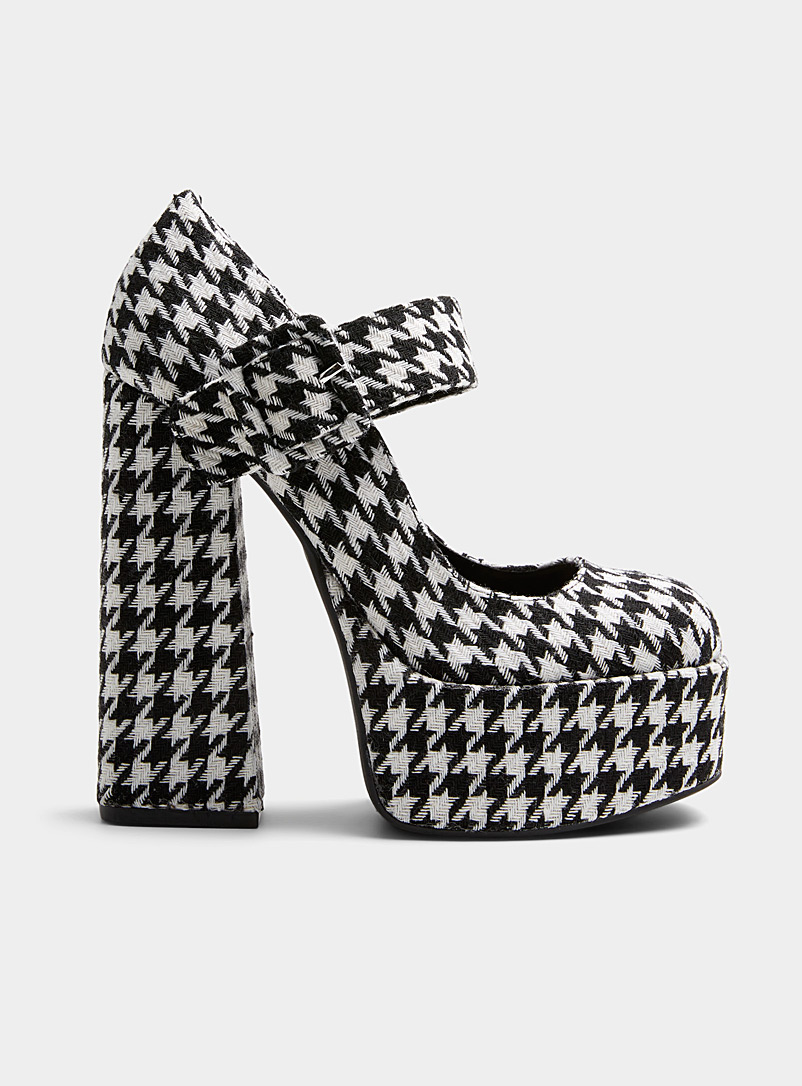 Simons Black and White Patterned platform shoes Women for women
