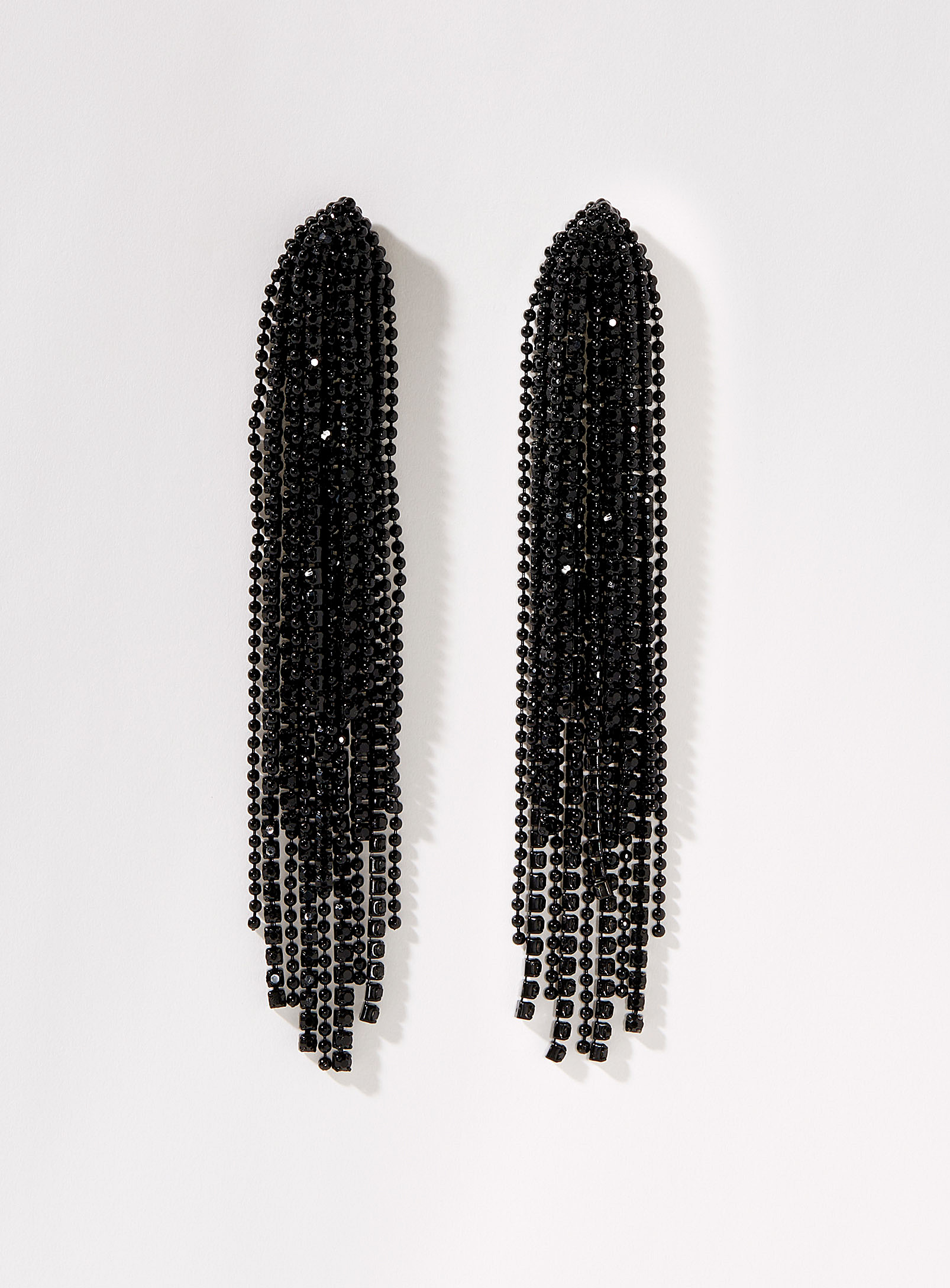 Simons - Women's Black crystal pendant earrings