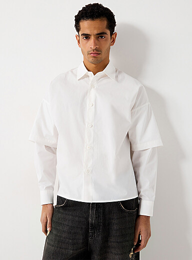 Trompe-l'oeil poplin shirt