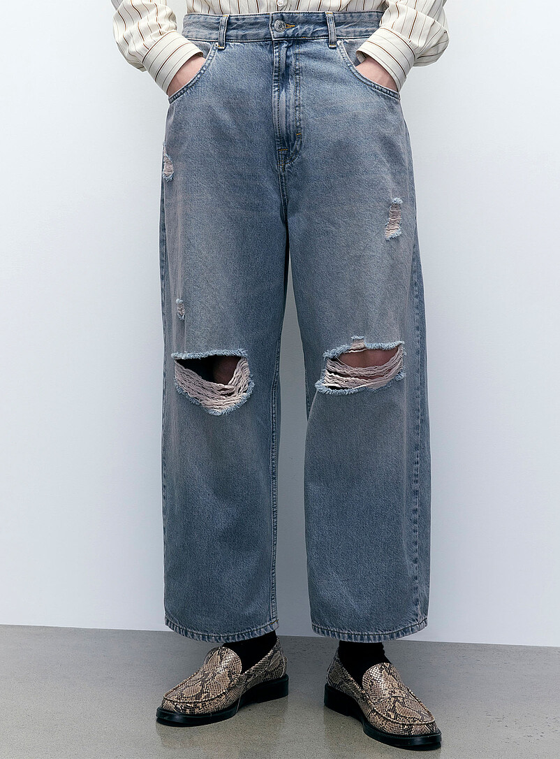 Imperial: Le jean genoux d&eacute;chir&eacute;s <b>Coupe ample</b> Bleu pour homme