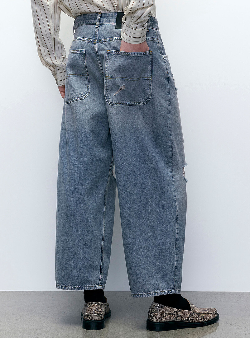 Imperial: Le jean genoux d&eacute;chir&eacute;s <b>Coupe ample</b> Bleu pour homme