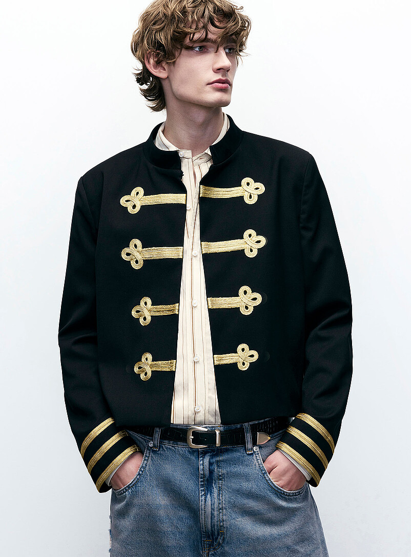 Gold Frogging-Detail Officer Jacket