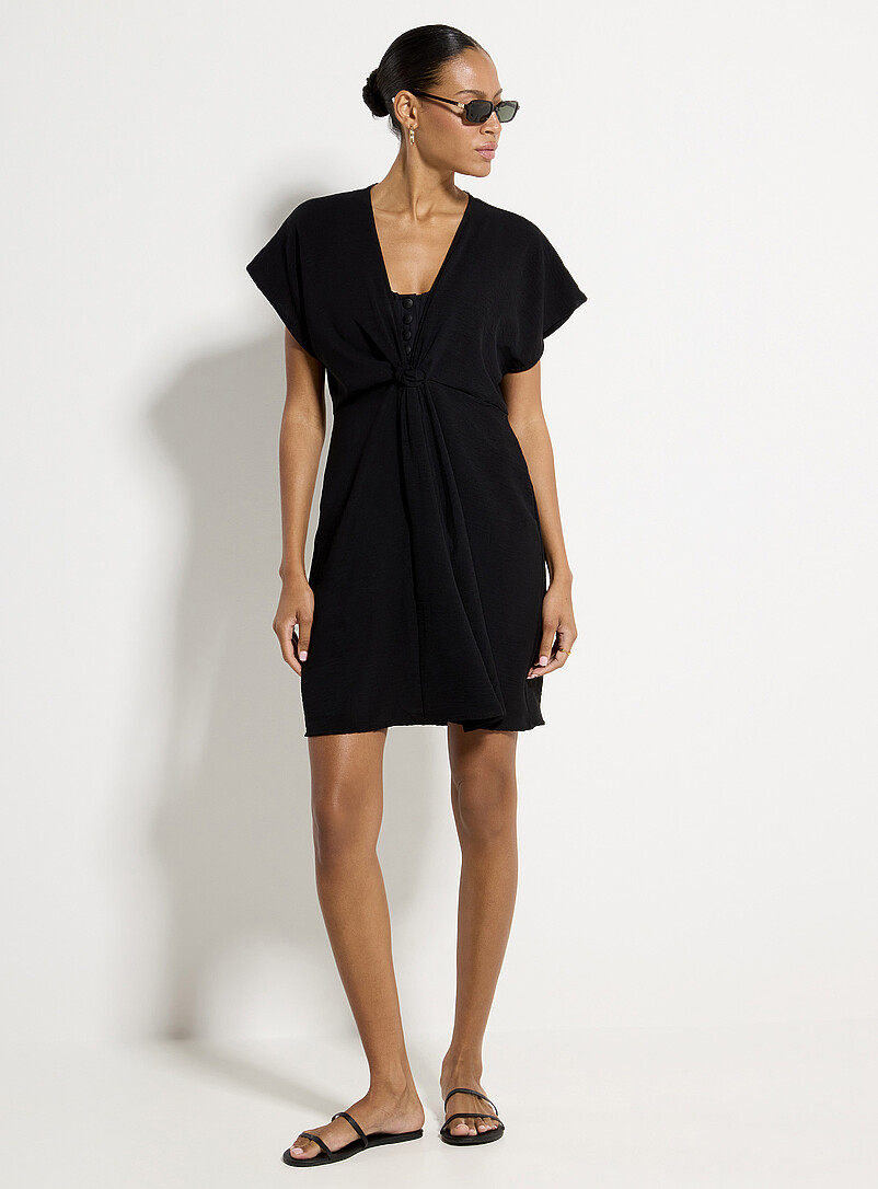 Plunging tie V-neck dress product image (primary)