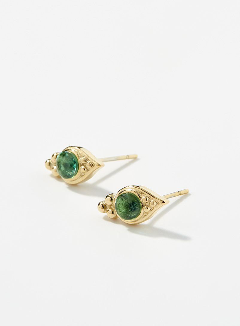Simons Patterned Green Pearly teardrop earrings for women