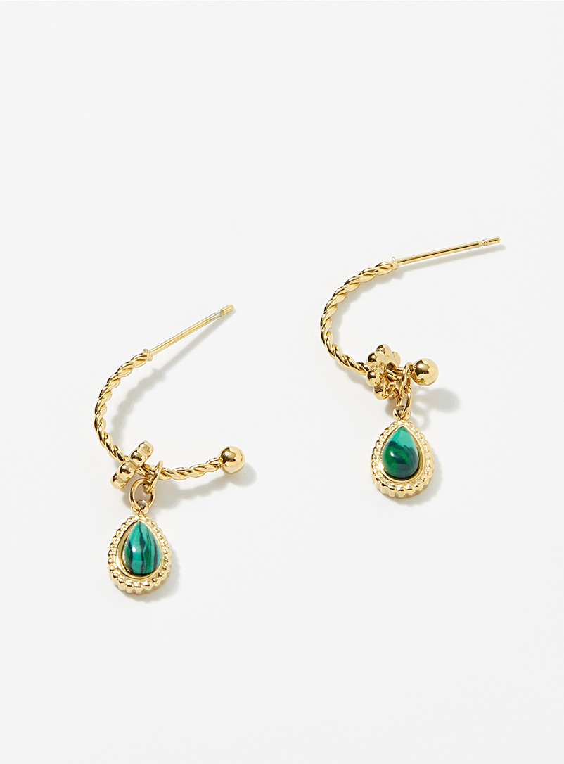 Simons Green Marbled stone earrings for women