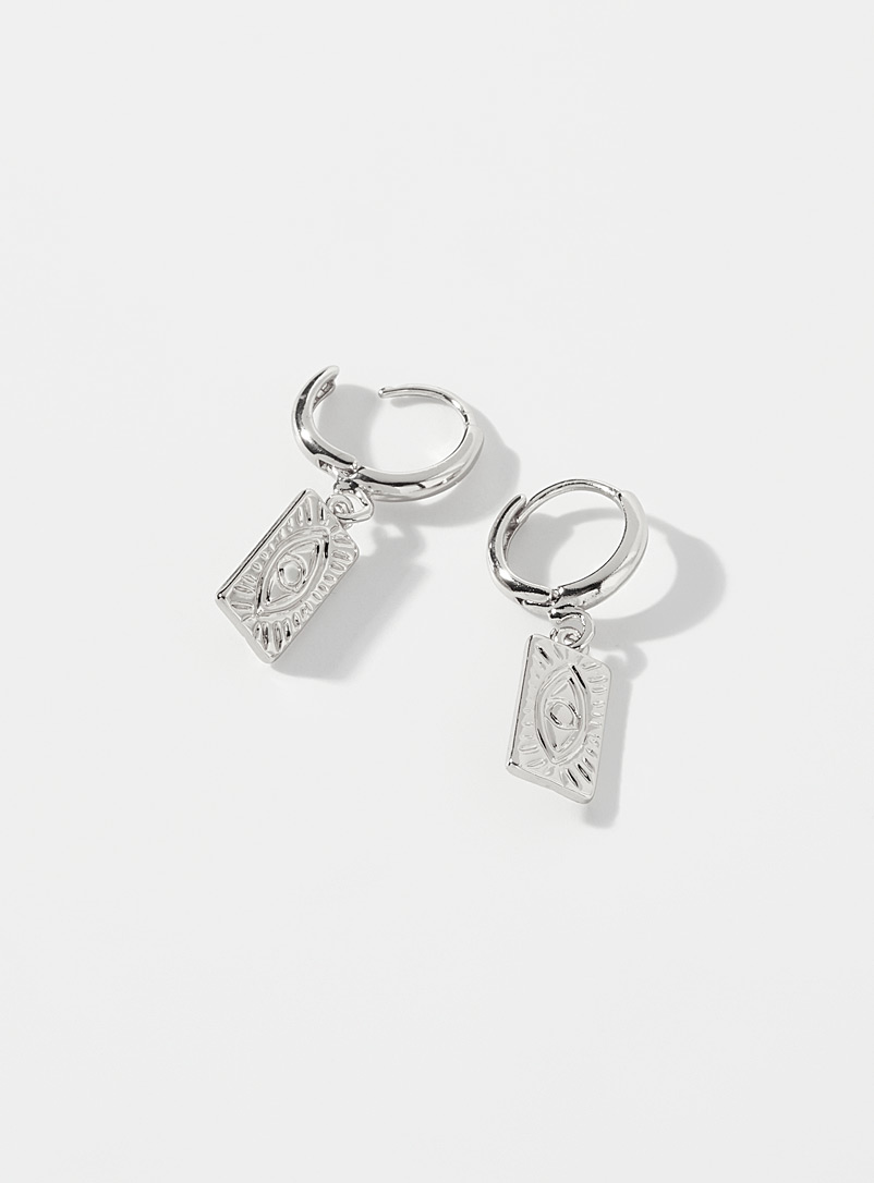 Simons Silver Curious eye earrings for women