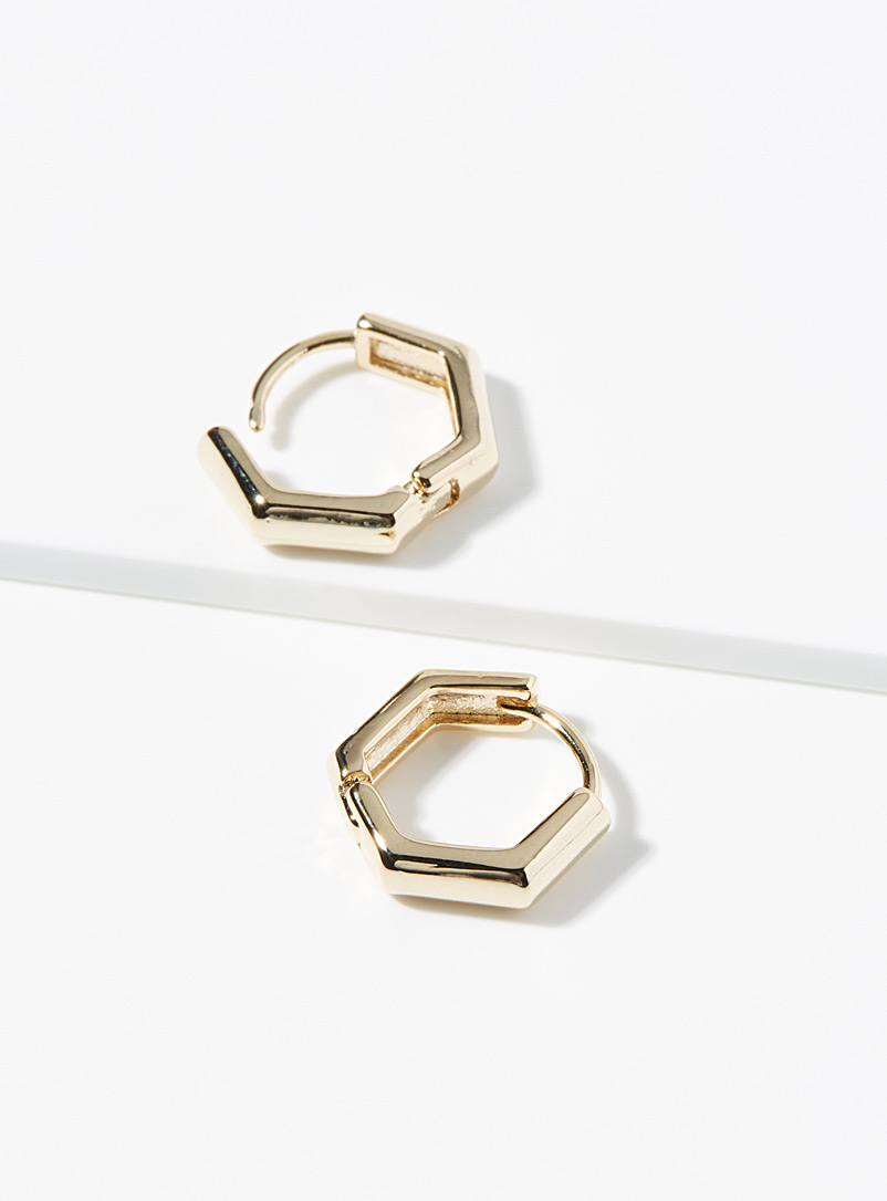 Simons Gold Hexagonal earrings for women