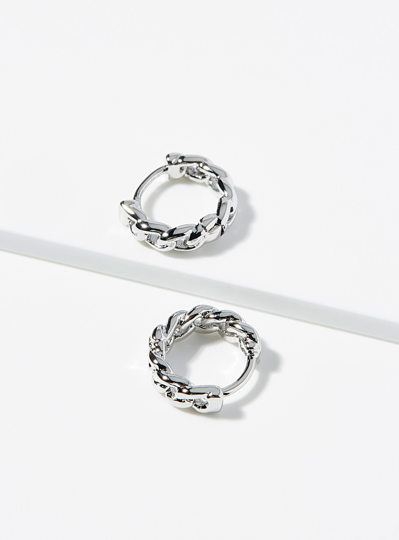 Simons Silver Mini spiral hoops for women