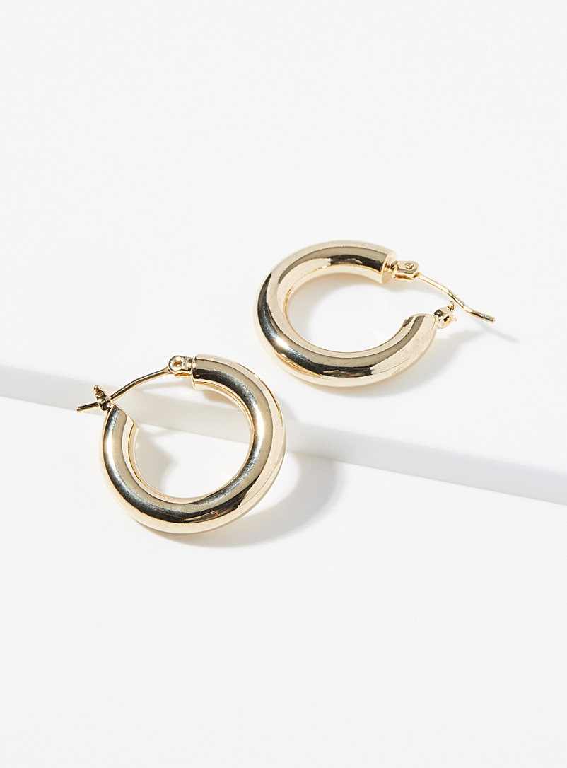 Simons Gold Mirror domed hoops for women