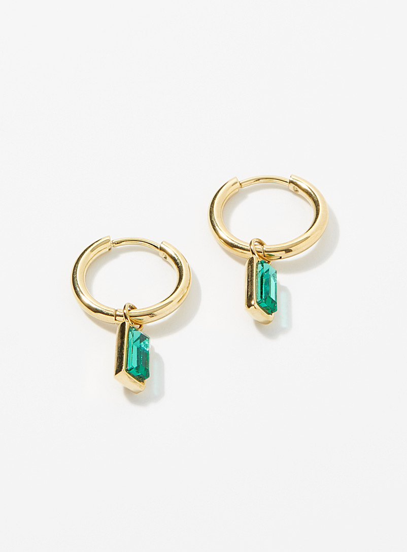 Simons Green Faceted crystal hoops for women