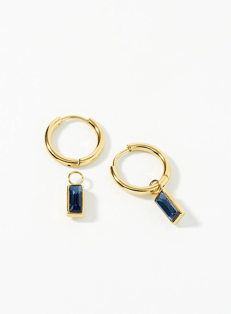 Simons Blue Faceted crystal hoops for women