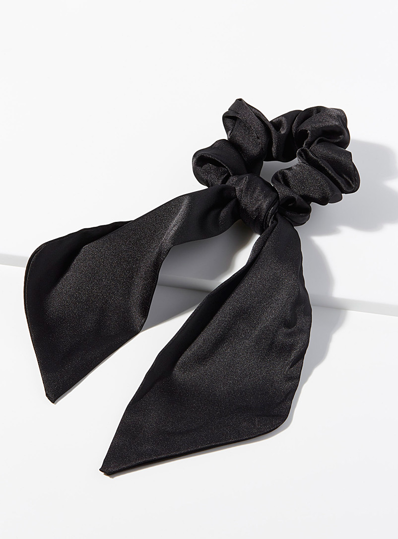 Simons Black Satiny scarf scrunchie for women