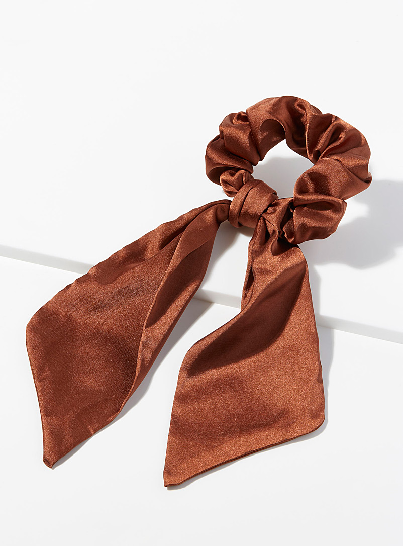 Simons Brown Satiny scarf scrunchie for women