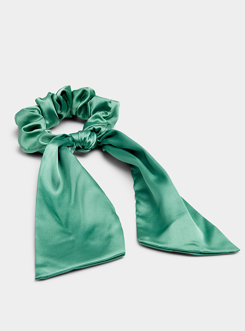 Simons Kelly Green Satiny scarf scrunchie for women