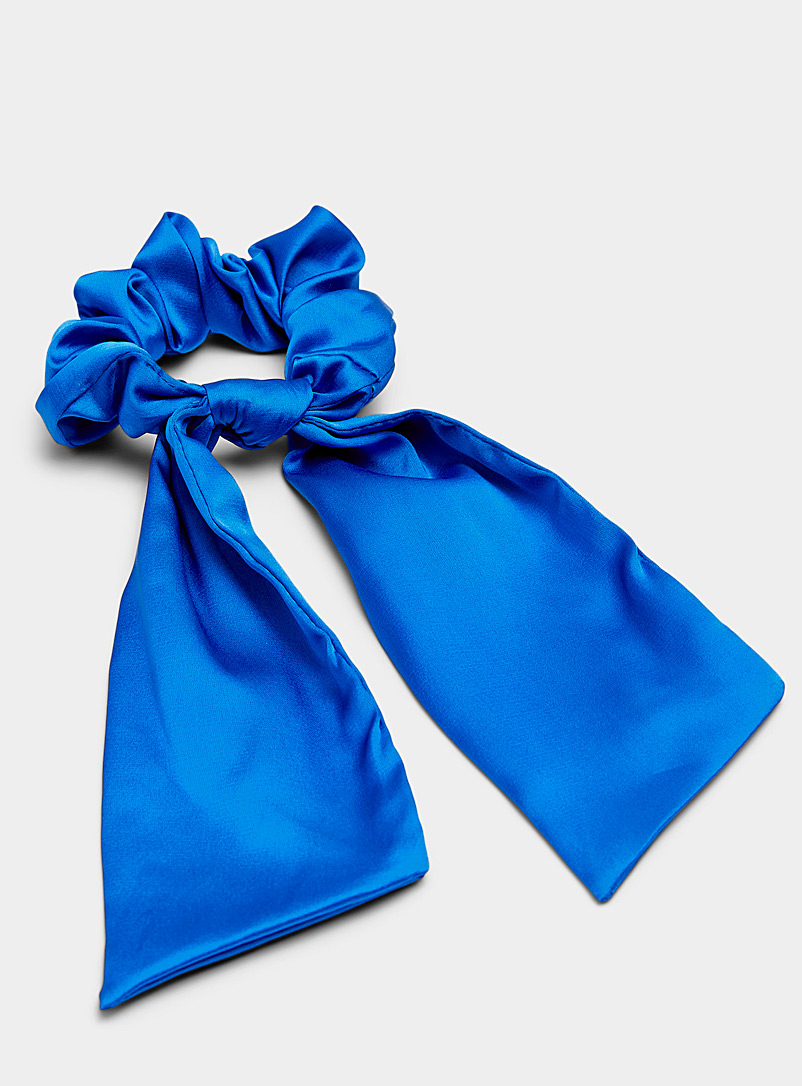 Simons Sapphire Blue Satiny scarf scrunchie for women