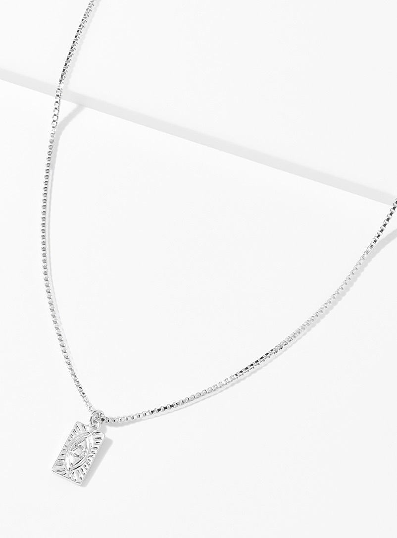 Simons Silver Curious eye necklace for women