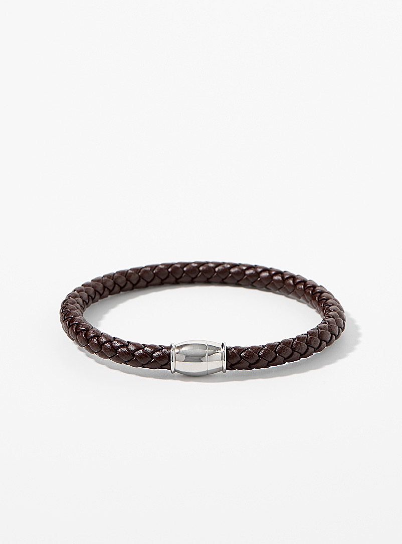 Le 31 Brown Braided leather bracelet for men