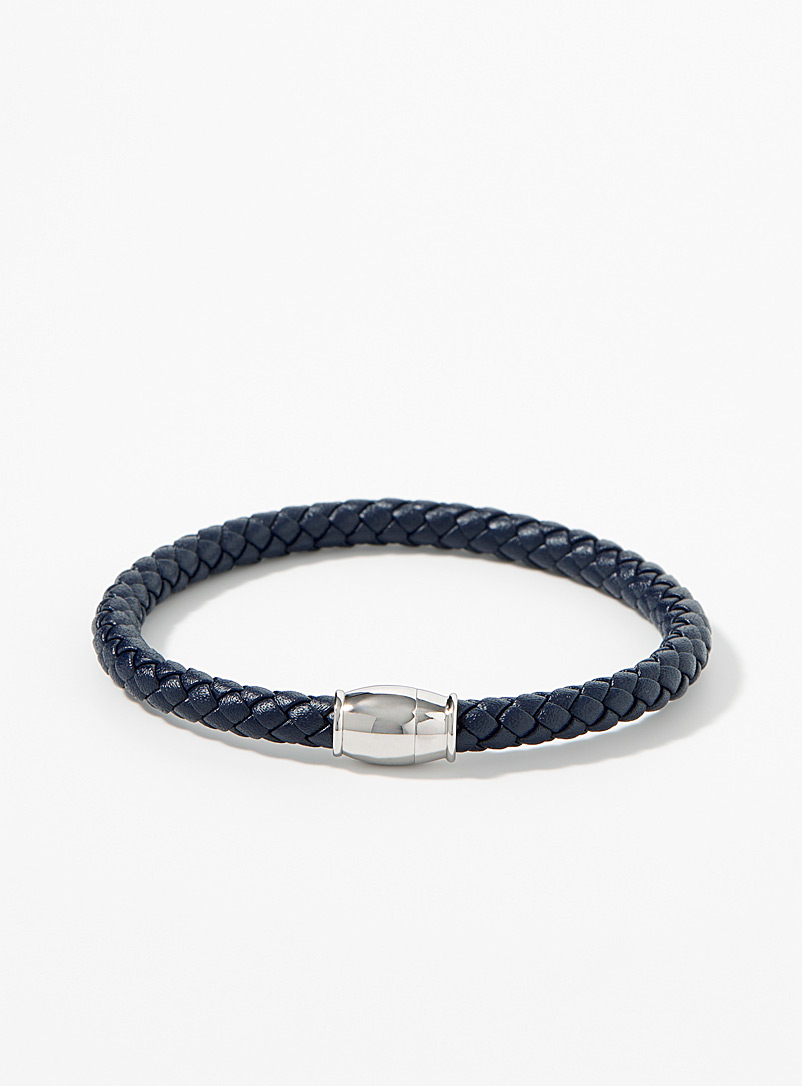 Le 31: Le bracelet cuir tressé Bleu pour homme