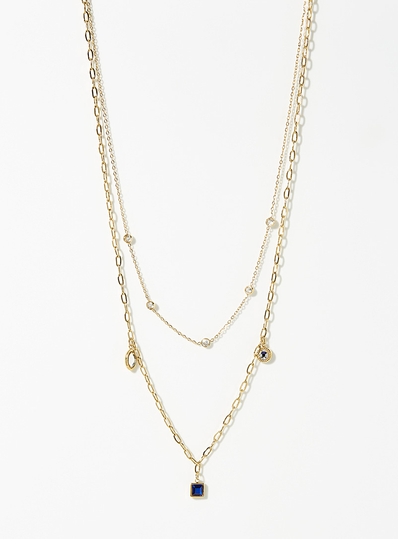 Simons Assorted Double-chain and crystal necklace for women