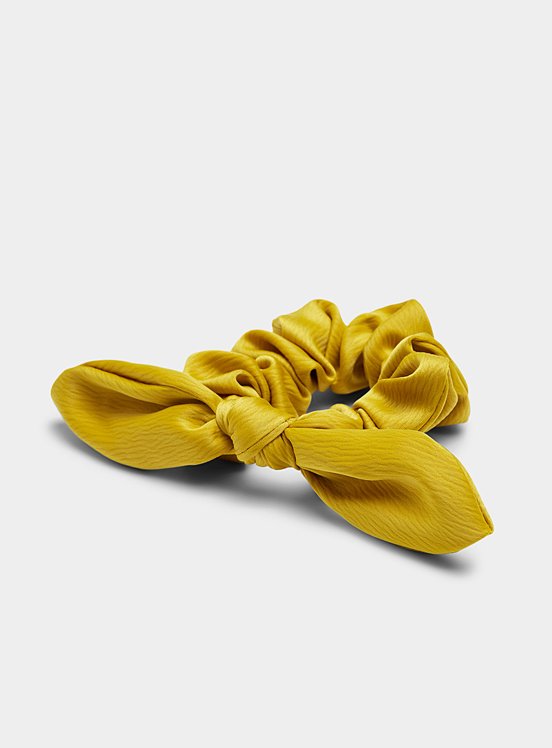 Simons Golden Yellow Saturated colour bow scrunchie for women