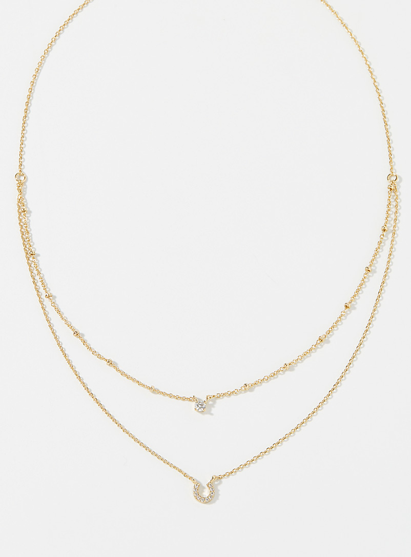 Simons Assorted Stone and horseshoe double-row chain for women