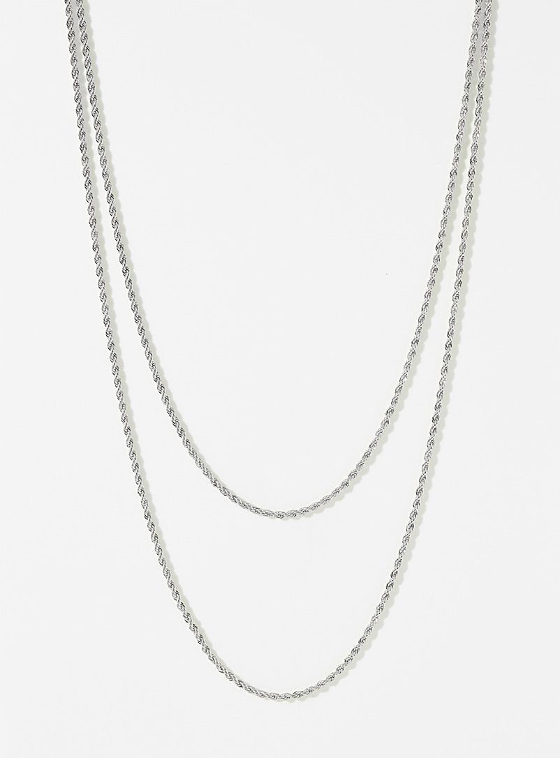Simons Silver Twisted double chain for women