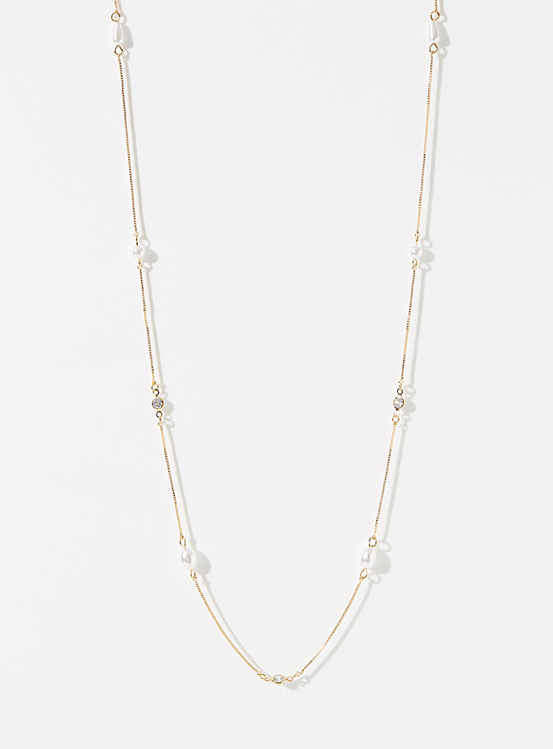 Simons Assorted Long pearl and crystal chain for women