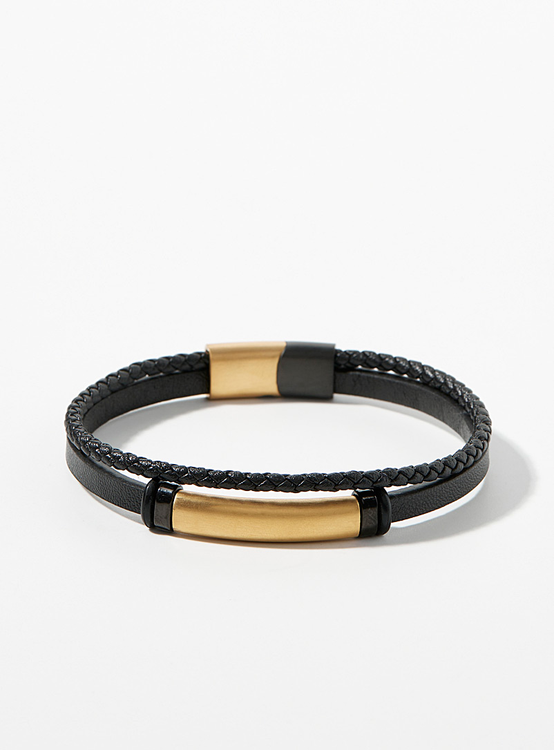 Le 31 Assorted Golden accent leather bracelet for men