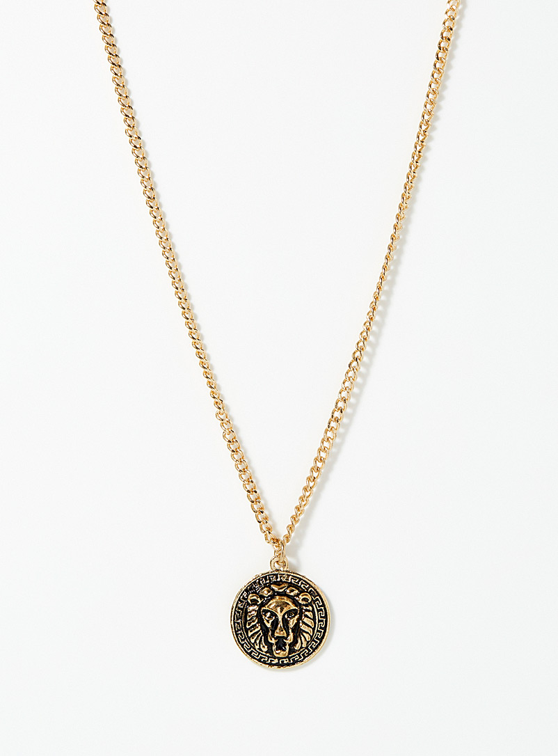 Le 31 Gold Golden lion pendant necklace for men