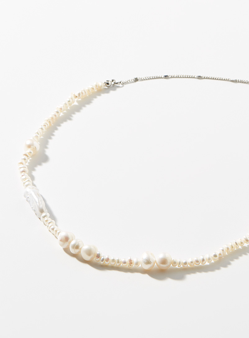 Simons: Le collier perles irrégulières Jaune à motifs pour femme