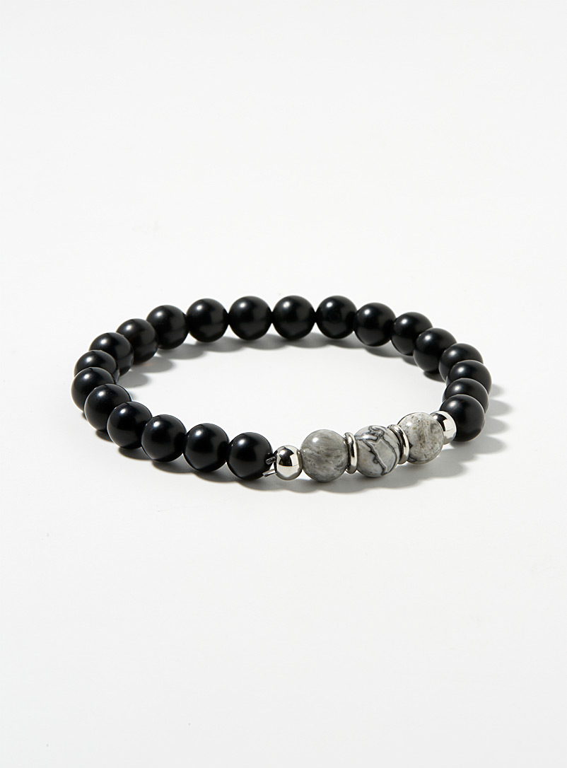 Le 31 Black Agate bead bracelet for men