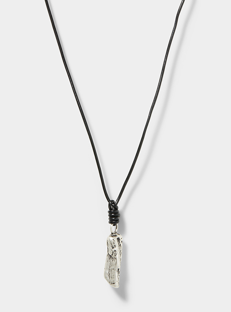 Le 31 Black Stone pendant cord necklace for men