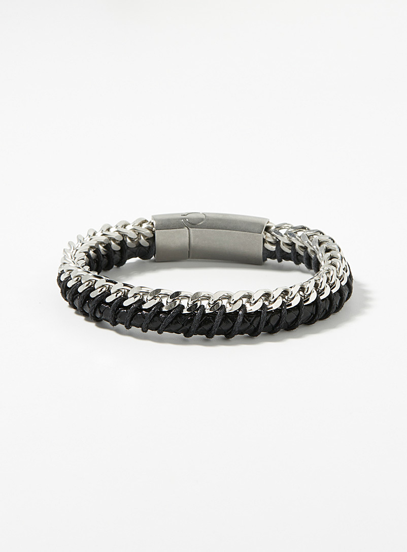 Le 31 Black Cord and chain bracelet for men