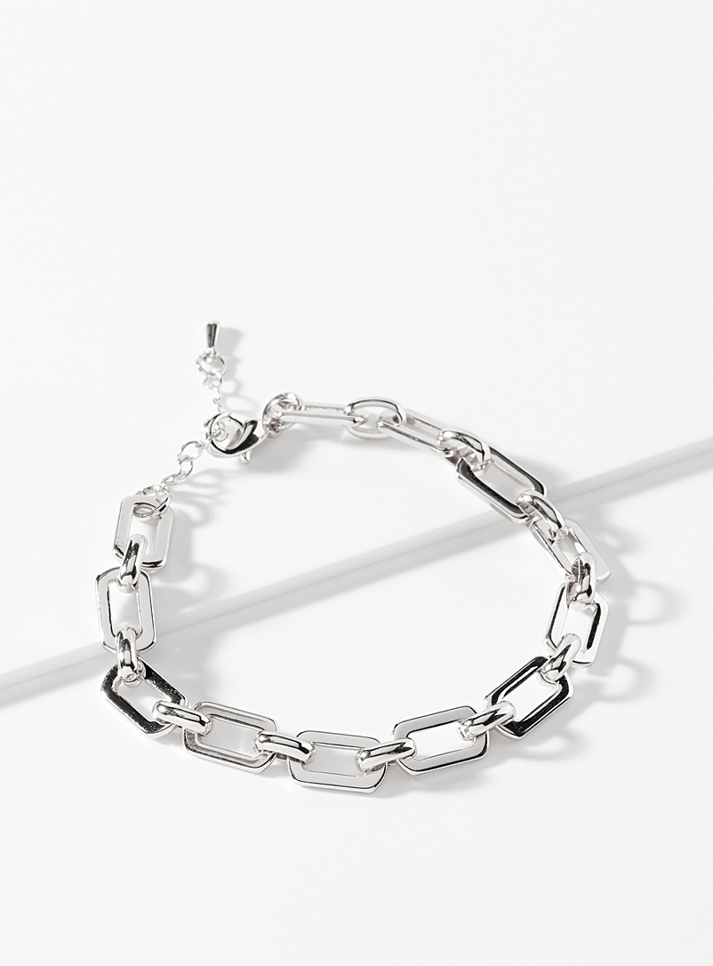 Simons Silver XL cable chain bracelet for women